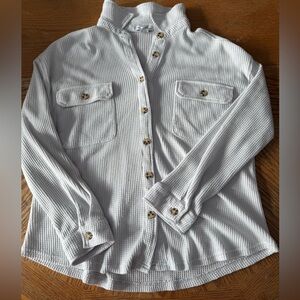 Waffle knit shacket.